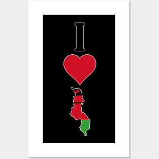 I Heart Malawi Vertical I Love Malawian National Flag Map Posters and Art